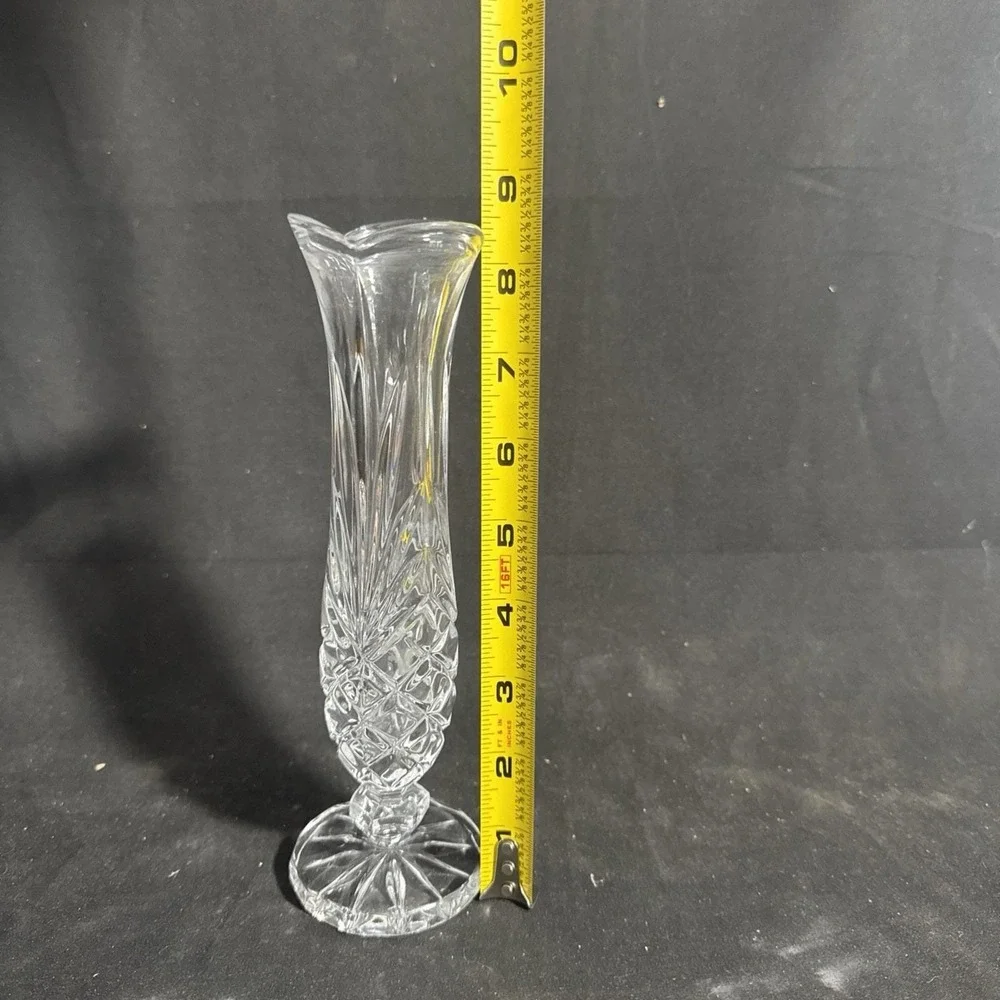Vintage Glass Vase Tulip Topped Clear With Starburst Design